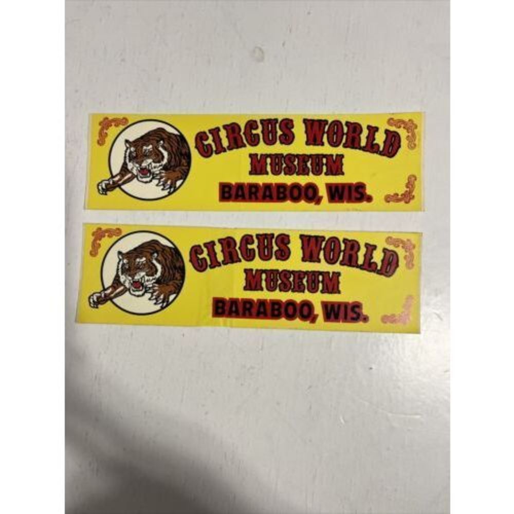 Two VTG Circus World Museum Bumper stickers Baraboo Wisconsin